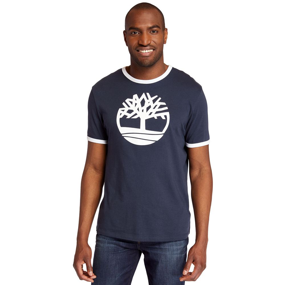 Camisetas Masculino - Timberland Tree Logo Ringer - KRWCM5738 - Azul Marinho